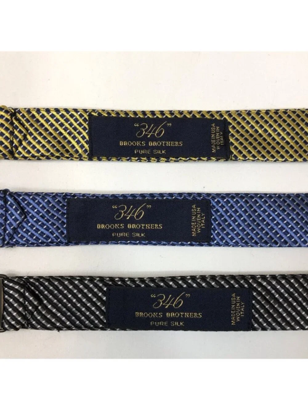 Brooks Brothers 346 Set of 3 Silk Bow Tie Adjustable Made in USA